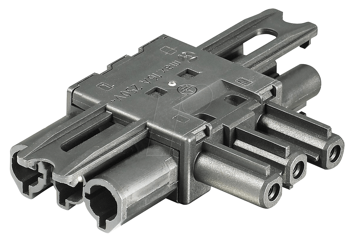 4049088177040 - GST 18-3V 2F1-SW - T-Verteiler 3-polig sw 1x Ein   2x Aus flach