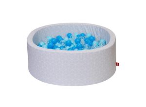 4049491681905 - KNORRTOYSCOM Bällebad soft - Geo cube grey - 300 balls soft blue blue transparent grau