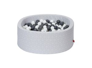 4049491681912 - KNORRTOYSCOM Bällebad soft - Geo cube grey - 300 balls grey creme grau