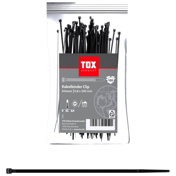 4049563054545 - 100 Kabelbinder Clip schwarz 4049563054545 100 Stück