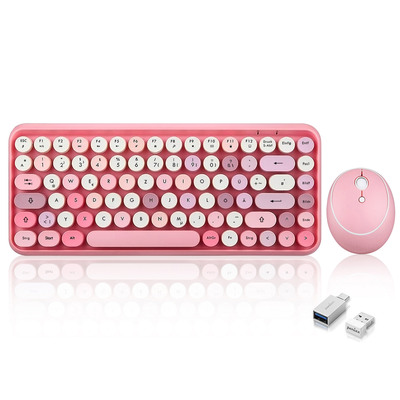 4049571003719 - PERIDUO-713 DE Mini Tastatur und Maus Set Retro Vintage Design rosa