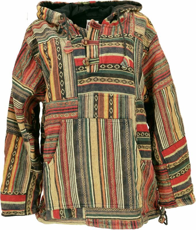 4049576916656 - Goa Kapuzenhoodie Stonewash Patchwork Baja Hoody - mustard Kapuzenpullover multicolor in XL