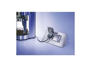 4049577003829 - Eck-Steckdosenelement 2-fach - Klappdeckel Edelstahloptik - Thebo