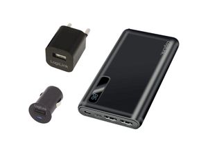 4049702713043 - Powerbank mit KFZ-Lader und Netzadapter schwarz - Logilink 4049702713043 - Powerbank mit KFZ-Lader und Netzadapter schwarz - Logilink