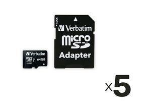 4049702718376 - MicroSDXC Card Premium 64 gb Class 10 inkl Adapter 5er Pack - Verbatim