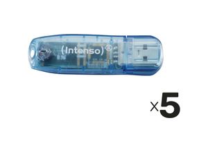 4049702718673 - USB-Stick Rainbow Line 4 gb Blau Transparent 5er Pack - Intenso