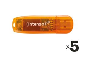 4049702718680 - USB-Stick Rainbow Line 64 gb orange transparent 5er Pack - Intenso