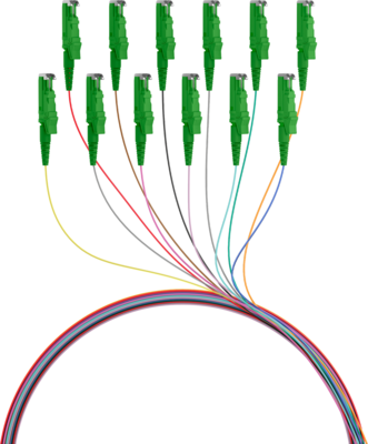 4049759025724 - Faserpigtail E2000© APC OS2 G652D -- farbiges Set 2m - 12 Stück