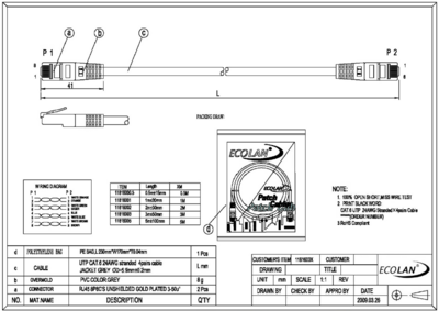 4049759082611 - RJ45 Patchkabel Cat6 -- U UTP 30m grau