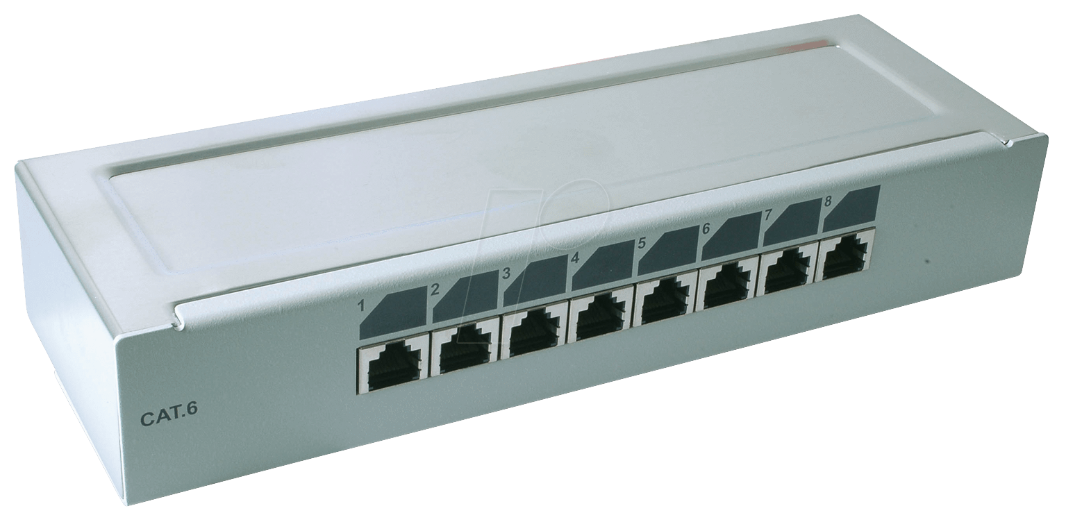 4049759186586 - EFB-Elektronik Mini - Patch Panel - geeignet für Wandmontage Rack montierbar DIN schienenmontierbar - RJ-45 X 8 - Grau RAL 7035 - 1U