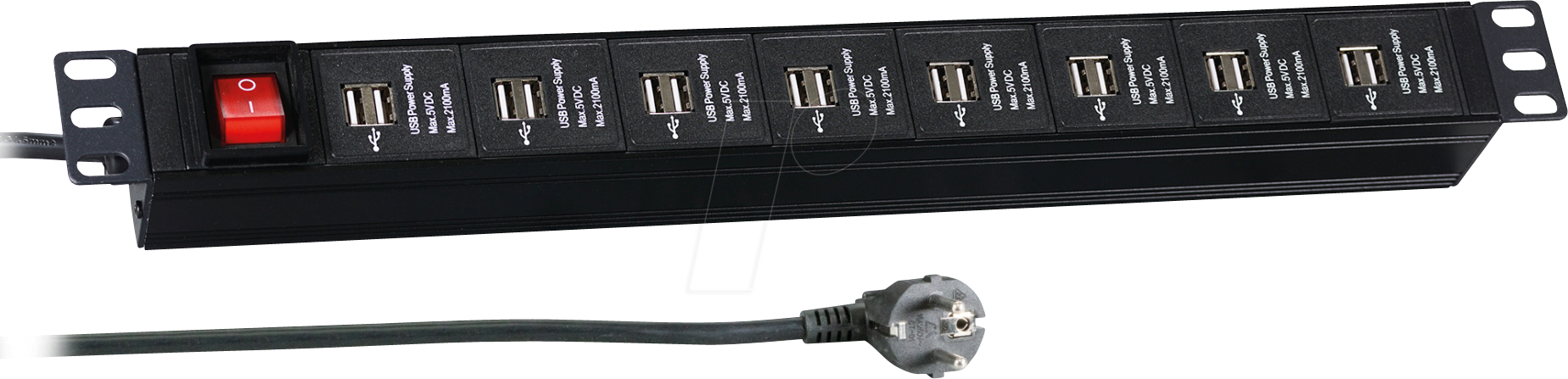 4049759261047 - EFB-Elektronik - Steckdosenleiste (Rack - einbaufähig) - Eingabe Eingang CEE 7 7 - Ausgangsanschlüsse 16 (16 x 4-poliger USB Typ A) - 1U