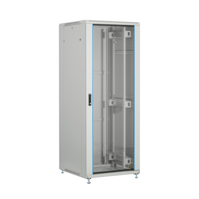 4049759322496 - 19 Netzwerkschrank PEL 42HE 600x600 RAL7035 -- Front Glas 1-tlg Rück Stahl 1-tlg 1 x SH