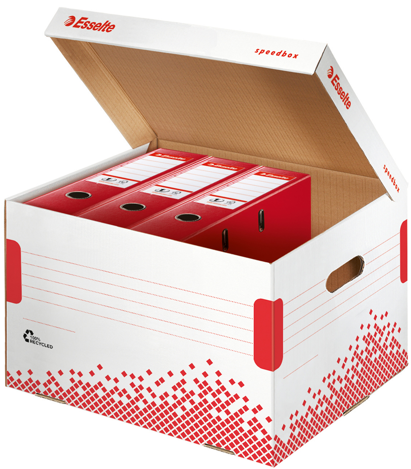 4049793026046 - Archiv-Klappdeckelbox SPEEDBOX für Ordner weiß rot