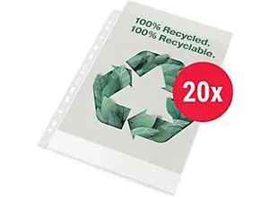 4049793071961 - 100% Recycelte Klarsichthüllen DIN A4 Genarbt Transparent 70 Mikron Polypropylen 11 Löcher 628214 20 Stück