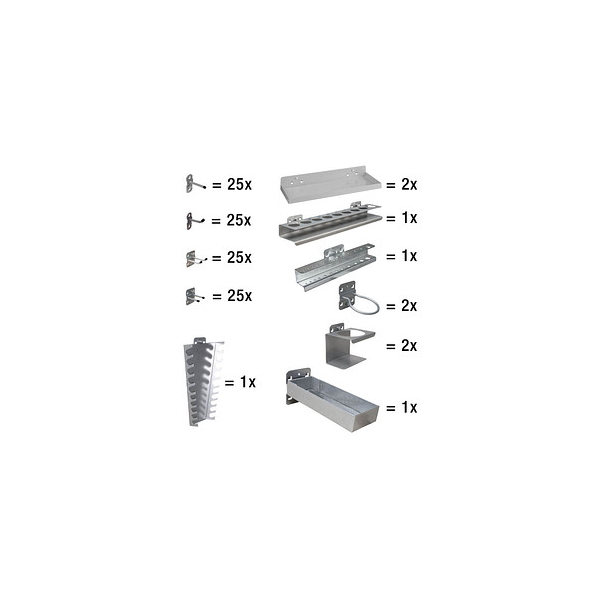 4050049232395 - Werkzeughalter Set ADB 110-teilig für Lochwände mit 4-Kantlochung 10 x 10 mm & Lochabstand 38 mm Stahl pulverbeschichtet weißaluminium RAL 9006