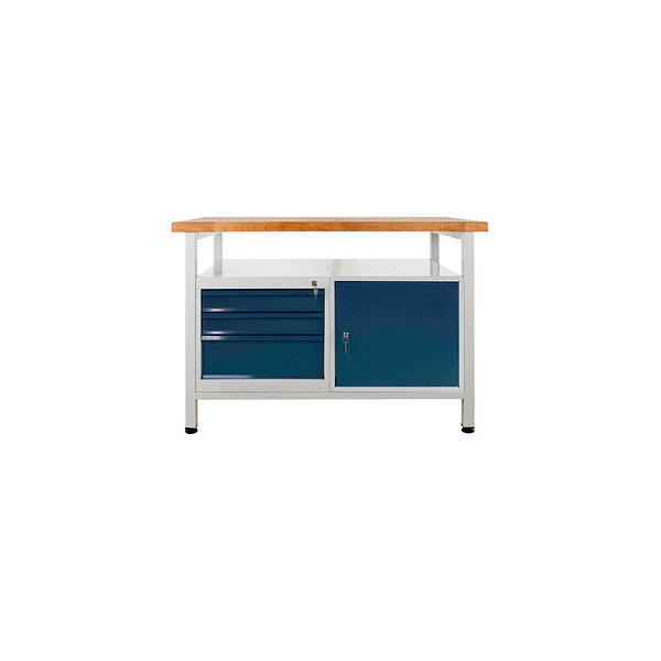 4050049429283 - Werkbank lichtgrau anthrazitgrau 3 Schubladen 1200 x 600 x 840 cm  4050049429283 ADB