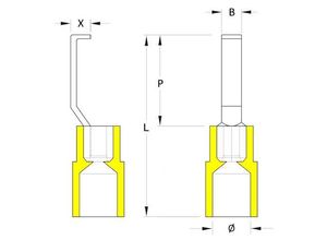 4050118000337 - 1216230000 Hakenkabelschuh 4 mm² 6 mm² Teilisoliert Gelb 100 St