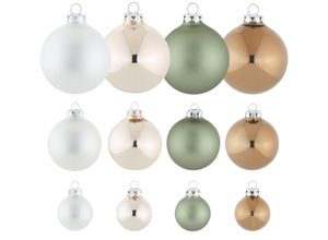 4050173213888 - Weihnachtsbaumkugel HOME AFFAIRE Cazia Weihnachtsdeko Christbaumschmuck aus Glas Kugelset Weihnachtsbaumkugeln bunt (weiß beige grün braun) Weihnachtskugeln Christbaumkugeln in Unifarbmischung 40-teilig Ø 4 cm 6 8 cm