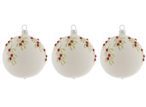 4050173268512 - Weihnachtsbaumkugel LEGER HOME BY LENA GERCKE Bjella Christbaumschmuck aus Glas mit Rankenmotiv Ø ca 8 cm Weihnachtsbaumkugeln bunt (weiß grün rot) Weihnachtskugeln Weihnachtsdeko Christbaumkugeln mundgeblasen & handdekoriert