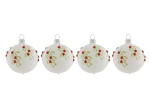 4050173268529 - Weihnachtsbaumkugel LEGER HOME BY LENA GERCKE Bjella Christbaumschmuck aus Glas mit Rankenmotiv Ø ca 6 cm Weihnachtsbaumkugeln Gr 6 cm bunt (weiß grün rot) Weihnachtskugeln Weihnachtsdeko Christbaumkugeln mundgeblasen & handdekoriert