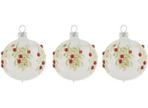 4050173268536 - Weihnachtsbaumkugel LEGER HOME BY LENA GERCKE Bjella Christbaumschmuck aus Glas mit Rankenmotiv Ø ca 8 cm Weihnachtsbaumkugeln transparent grün rot Weihnachtskugeln Weihnachtsdeko Christbaumkugeln mundgeblasen und handdekoriert