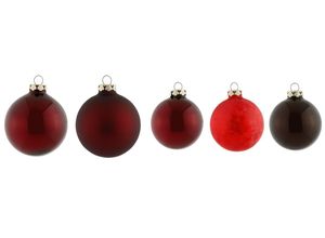 4050173268918 - Weihnachtsbaumkugel THÜRINGER GLASDESIGN Shiraz Weihnachtsdeko Christbaumschmuck aus Glas Weihnachtsbaumkugeln rot (marsalarot) Weihnachtskugeln Christbaumkugeln Unifarbmischung 18-teilig Ø 6 cm 7 8 cm