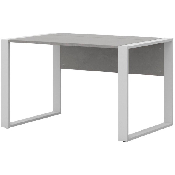 4050211956265 - Home Office Schreibtisch TEMPIO Rechteck Kufen B 1200 x T 800 x H 740 mm beton weiß + Kabelführungsbügel