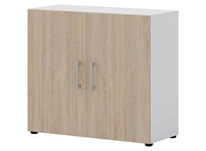 4050211981977 - Home Office Aktenschrank TEMPIO aus Holz 2 Türen 2 OH B 800 x T 340 x H 720 mm weiß Sonoma Eiche