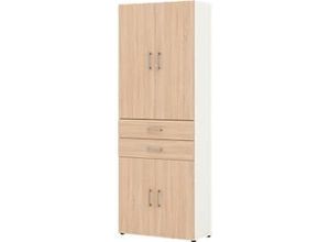 4050211982035 - Home Office Schrank TEMPIO aus Holz 4 Türen 2 Schubkästen 6 OH B 800 x T 340 x H 2130 mm weiß Sonoma Eiche