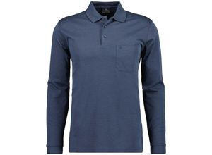 4050219949146 - Übergröße  Ragman Langarm Poloshirt mit Brusttasche in Blau für Herren