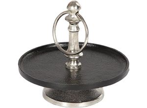 4050223382236 - Etagere Etagere 1 Stufe Silber und Schwarz silber (silberfarben schwarz) B19cm H17cm T19cm Aluminium Servierplatten