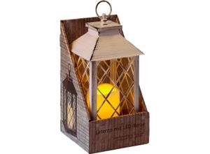 4050223600033 - Kerzenlaterne HOME AFFAIRE weiß (antikweiß) B14cm H34cm T14cm Kunststoff Echtglas Kerzenhalter inkl LED-Kerze antikweiß mit 6 Stunden Timer