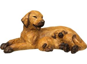 4050223710015 - Dekofigur Hund mit Welpe Dekofiguren Gr Ø braun Deko-Objekte Dekofiguren liegend