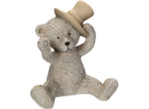 4050223710060 - Dekofigur Bär mit Hut 7cm grau B7cm H7cm T5cm Polyresin Dekofiguren