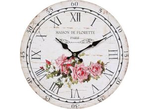 4050223847018 - Ambiente Haus Wanduhr »Wanduhr - Rose 28cm« bunt