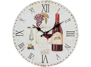 4050223847025 - Ambiente Haus Wanduhr Wanduhr -Wein 28cm bunt