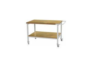 4050413002302 - Fahrbarer Arbeitstisch Tiefe 750 mm 1x Fachboden Buche Multiplex Maße in mm (BxTxH) 1500 x 750 x 859