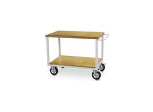4050413076228 - Fahrbarer Arbeitstisch Tiefe 750 mm 1x Fachboden Buche Multiplex Maße in mm (BxTxH) 2000 x 750 x 995