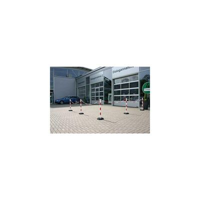 4050576142068 - Kettenpfosten aus Kunststoff schwarz gelb rund Durchm 48 mm Fuß 280x280 mm ohne Fußbeschwerung