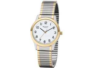 4050597025982 - Quarzuhr REGENT Armbanduhren bunt (edelstahlfarben goldfarben) Damen Armbanduhr Damenuhr analog Flexband Zugband Edelstahlarmband