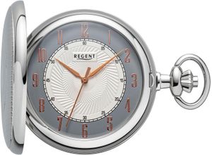 4050597199041 - Taschenuhr REGENT P729-19477729 Taschenuhren silberfarben (edelstahlfarben) Damen Quarzuhr Herrenuhr Acrylglas