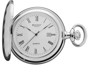 4050597199126 - Taschenuhr REGENT P737-19527740 Taschenuhren silberfarben (edelstahlfarben) Damen Quarzuhr Herrenuhr Datum Acrylglas