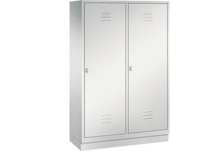 4050646095485 - CLASSIC Garderobenschrank mit Sockel Tür über 2 Abteile 4 Abteile Abteilbreite 300 mm lichtgrau