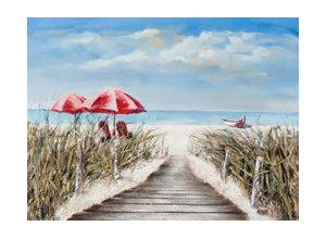 4050743030112 - Gemälde HOLZBRÜCKE ZUM STRAND (BH 120x90 cm) BH 120x90 cm bunt Bild Kunstdruck Wandbild