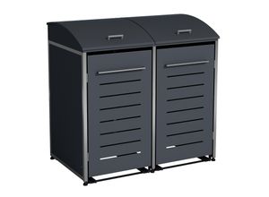 4050747101528 - Mülltonnenbox KIEL 139x83x136cm für 2x Tonne 120 und 240 Liter Stahl anthrazit + Edelstahl 4050747101528 - Mülltonnenbox KIEL 139x83x136cm für 2x Tonne 120 und 240 Liter Stahl anthrazit + Edelstahl