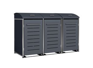 4050747101535 - Mülltonnenbox KIEL 211x83x136cm für 3x Tonne 120 und 240 Liter Stahl anthrazit + Edelstahl