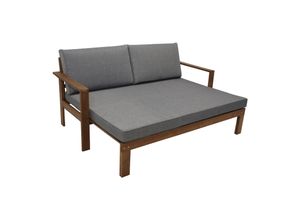 4050747232215 - Liegesofa PARANA ausziehbar 180x136cm Akazie geölt mit Auflagen grau