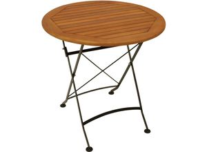 4050747243488 - Klapptisch hofgarten 75cm rund Flachstahl schwarz + Eukaylptus FSC®-zertifiziert - braun