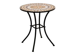 4050747370030 - Bistrotisch LUCCA 60cm rund Eisen schwarz und Mosaik terracottafarben
