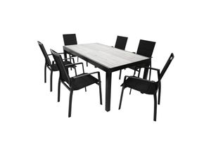 4050747400911 - Garnitur FARO 7-teilig Aluminium anthrazit + Glas + Kunstgewebe schwarz 4050747400911 - Garnitur FARO 7-teilig Aluminium anthrazit + Glas + Kunstgewebe schwarz